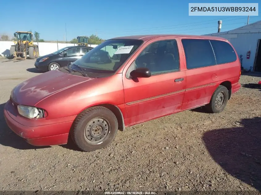 1998 Ford Windstar Base 3.0/Gl VIN: 2FMDA51U3WBB93244 Lot: 42509642