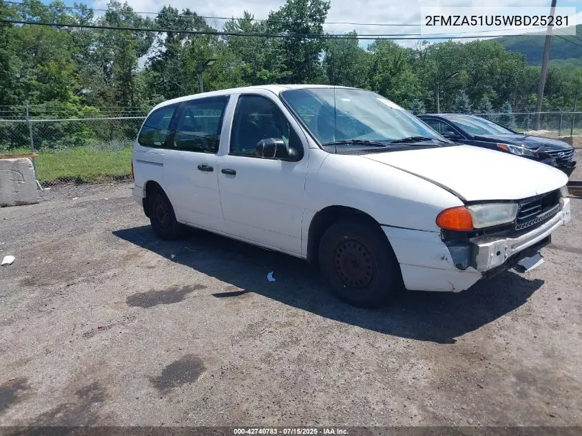 1998 Ford Windstar Base 3.0/Gl VIN: 2FMZA51U5WBD25281 Lot: 42740783