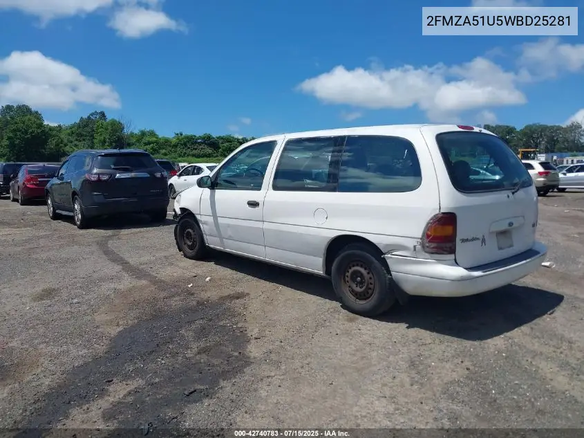 1998 Ford Windstar Base 3.0/Gl VIN: 2FMZA51U5WBD25281 Lot: 42740783