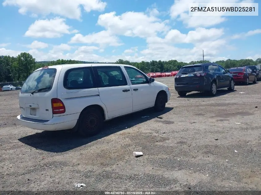 1998 Ford Windstar Base 3.0/Gl VIN: 2FMZA51U5WBD25281 Lot: 42740783