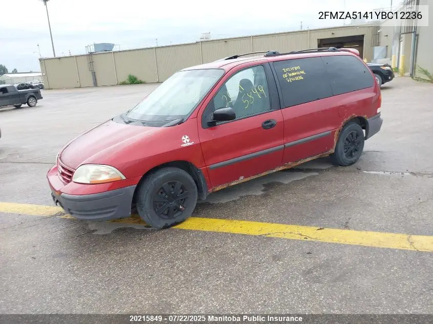 2000 Ford Windstar Lx VIN: 2FMZA5141YBC12236 Lot: 20215849
