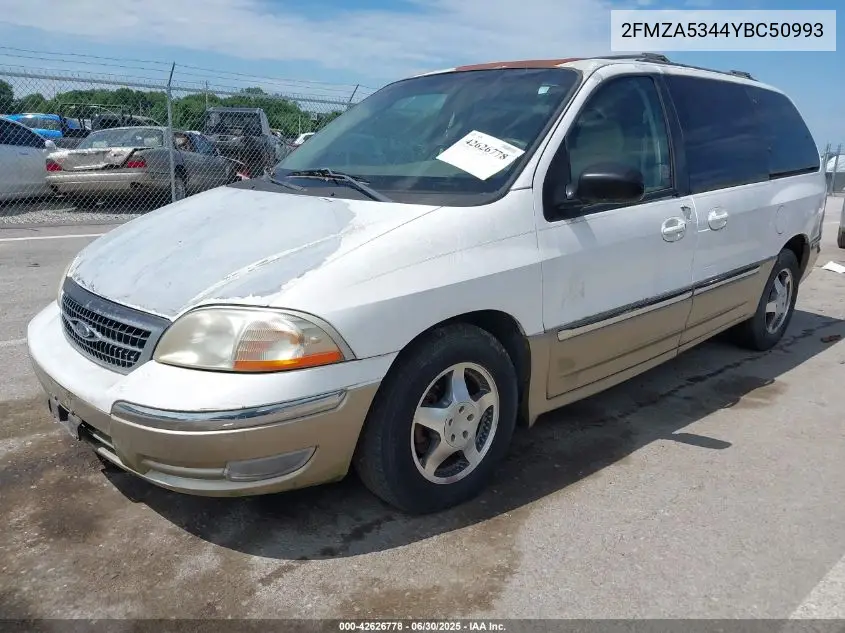 2000 Ford Windstar Limited/Sel VIN: 2FMZA5344YBC50993 Lot: 42626778