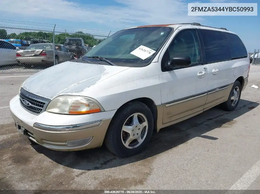 2000 Ford Windstar Limited/Sel VIN: 2FMZA5344YBC50993 Lot: 42626778