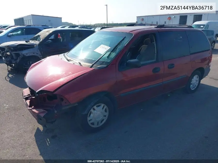 2000 Ford Windstar Lx VIN: 2FMZA5144YBA36718 Lot: 42707262