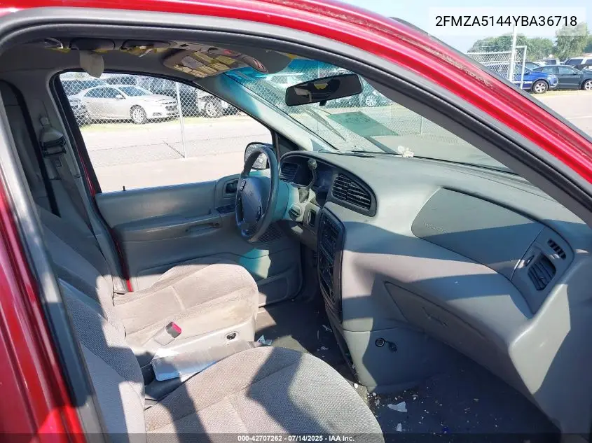 2000 Ford Windstar Lx VIN: 2FMZA5144YBA36718 Lot: 42707262