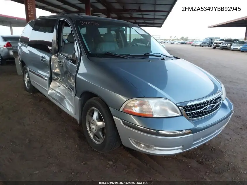 2000 Ford Windstar Limited/Sel VIN: 2FMZA5349YBB92945 Lot: 42719799