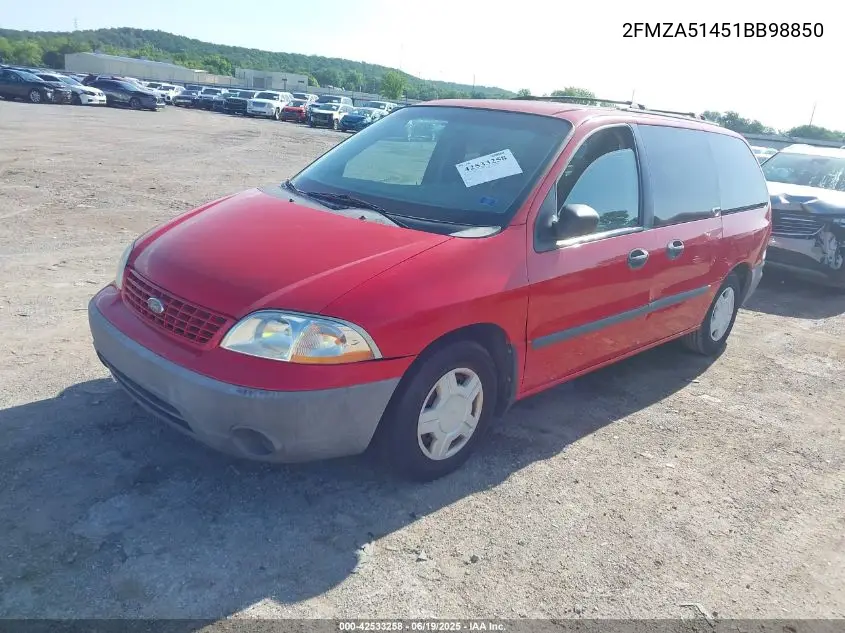 2001 Ford Windstar Lx VIN: 2FMZA51451BB98850 Lot: 42533258