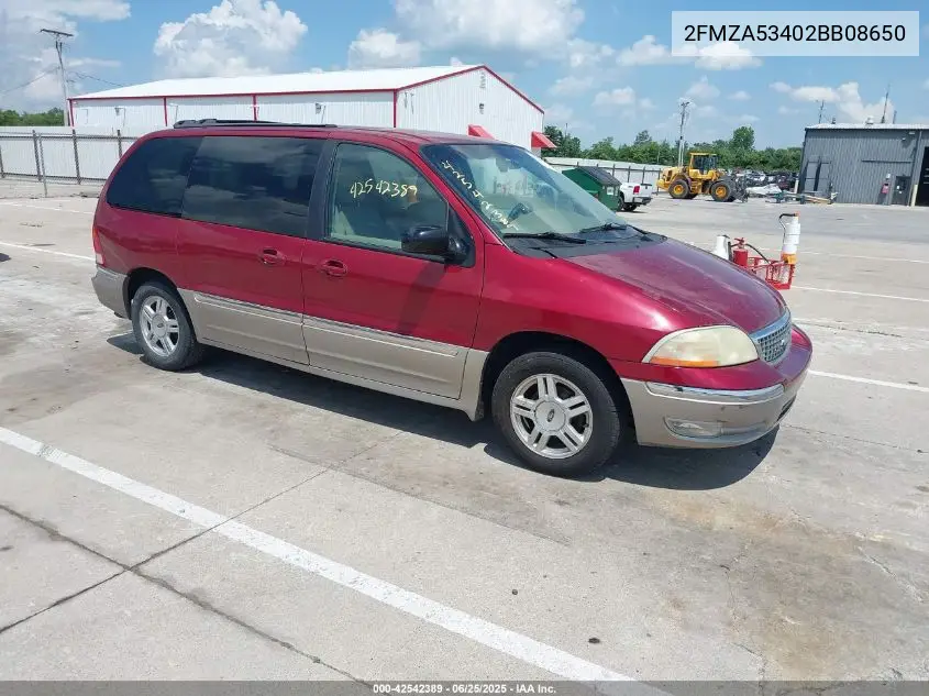 2002 Ford Windstar Sel VIN: 2FMZA53402BB08650 Lot: 42542389