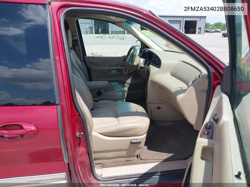 2002 Ford Windstar Sel VIN: 2FMZA53402BB08650 Lot: 42542389
