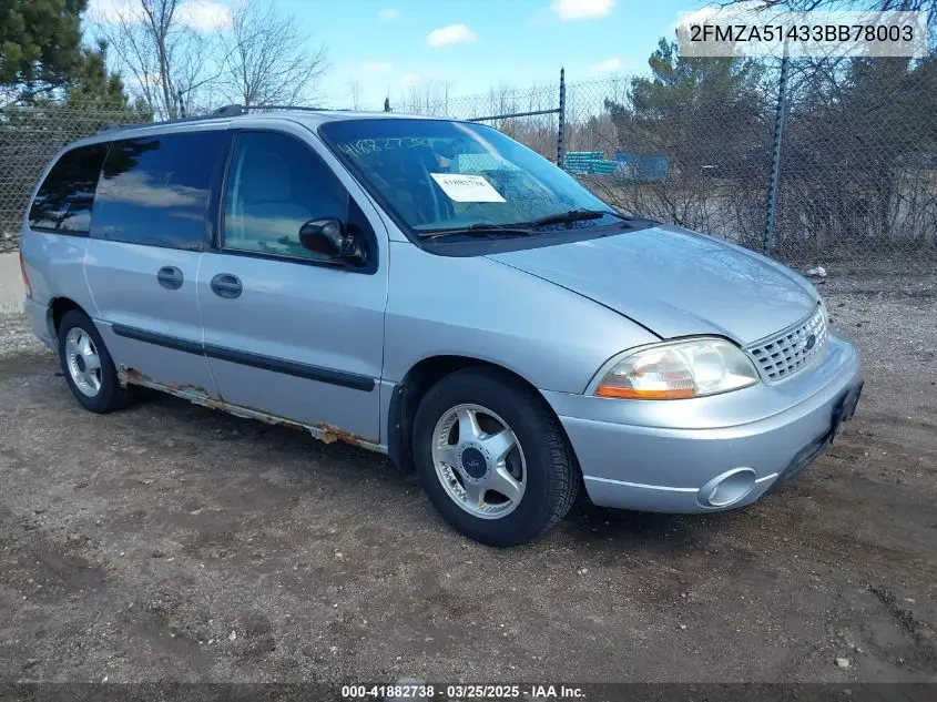 2003 Ford Windstar Lx VIN: 2FMZA51433BB78003 Lot: 41882738