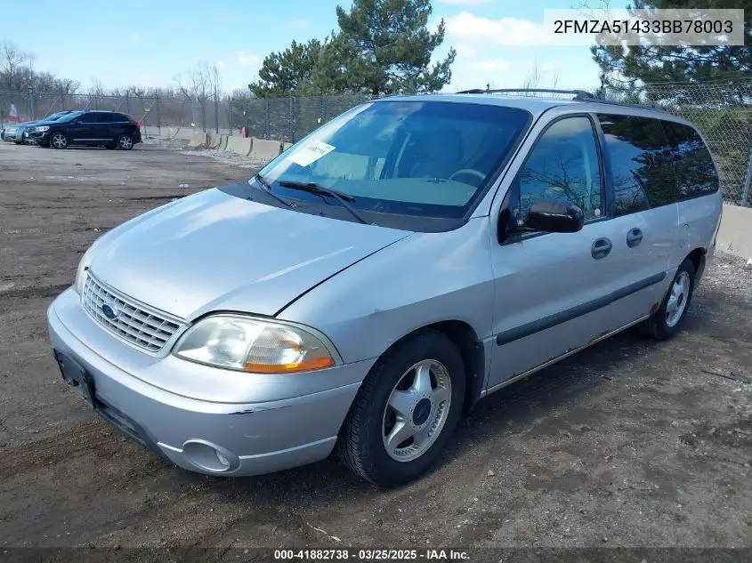 2003 Ford Windstar Lx VIN: 2FMZA51433BB78003 Lot: 41882738