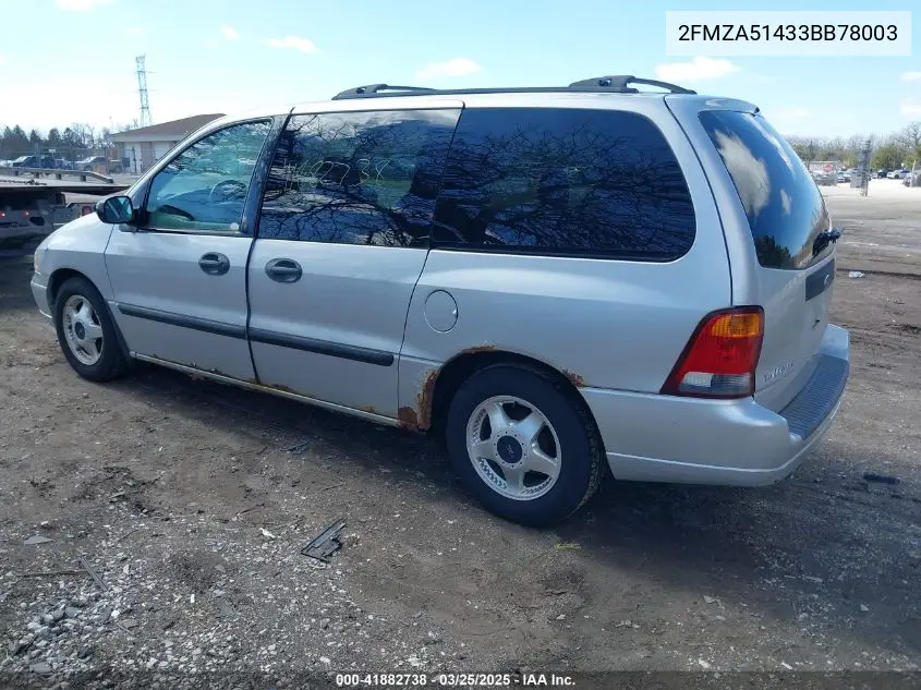 2003 Ford Windstar Lx VIN: 2FMZA51433BB78003 Lot: 41882738