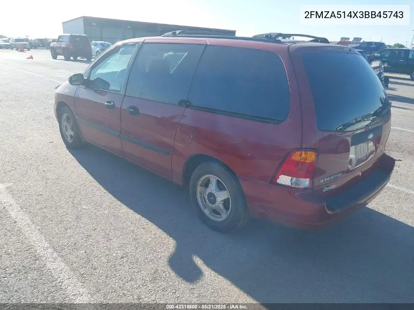 2003 Ford Windstar Lx VIN: 2FMZA514X3BB45743 Lot: 42318800