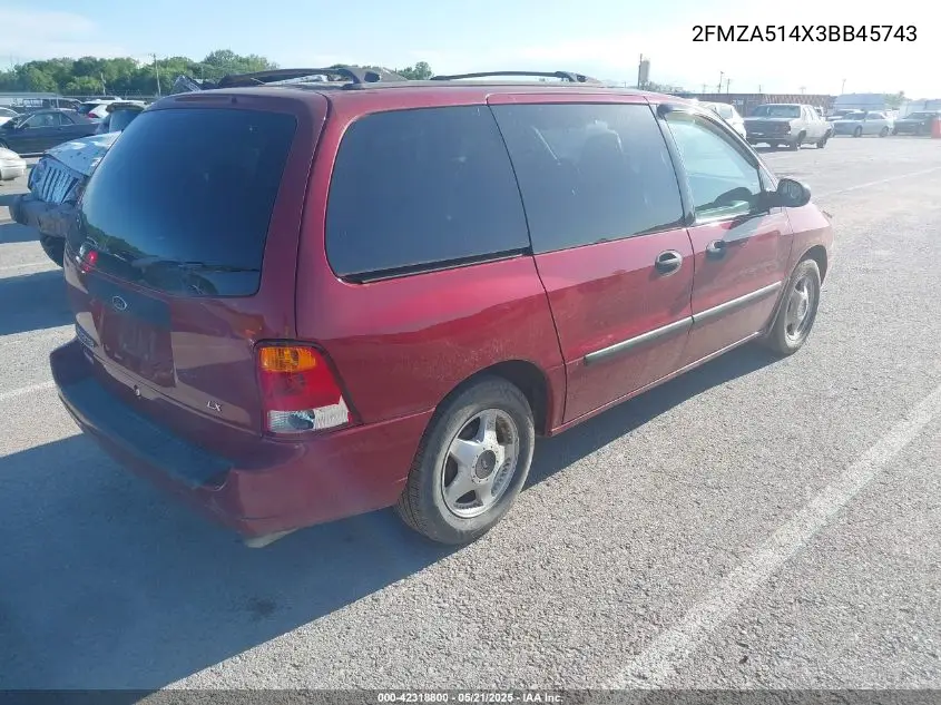 2003 Ford Windstar Lx VIN: 2FMZA514X3BB45743 Lot: 42318800