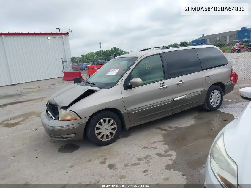 2003 Ford Windstar Limited VIN: 2FMDA58403BA64833 Lot: 42512967