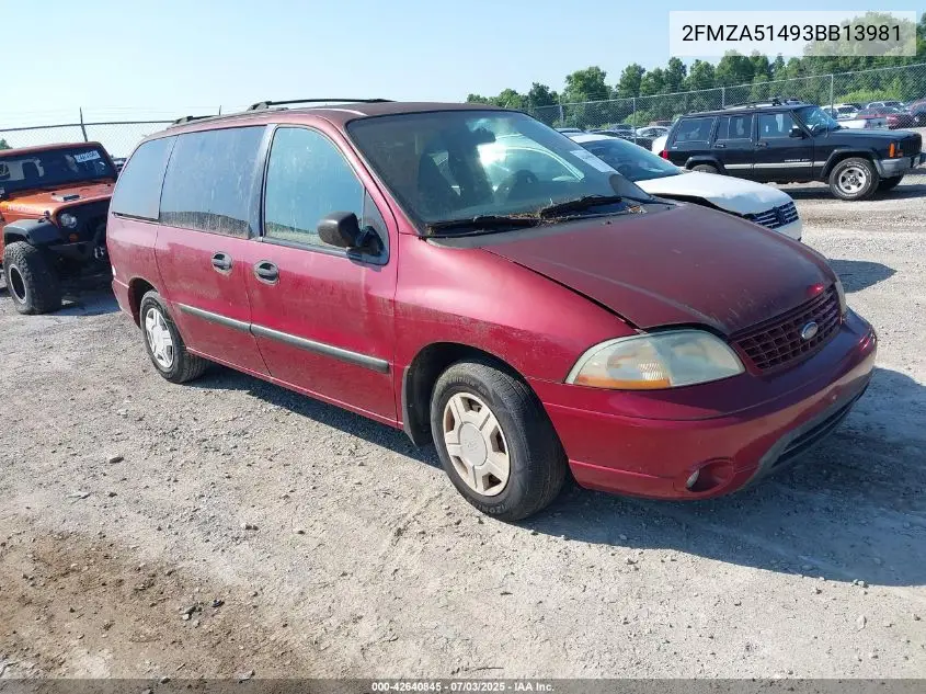 2003 Ford Windstar Lx VIN: 2FMZA51493BB13981 Lot: 42640845