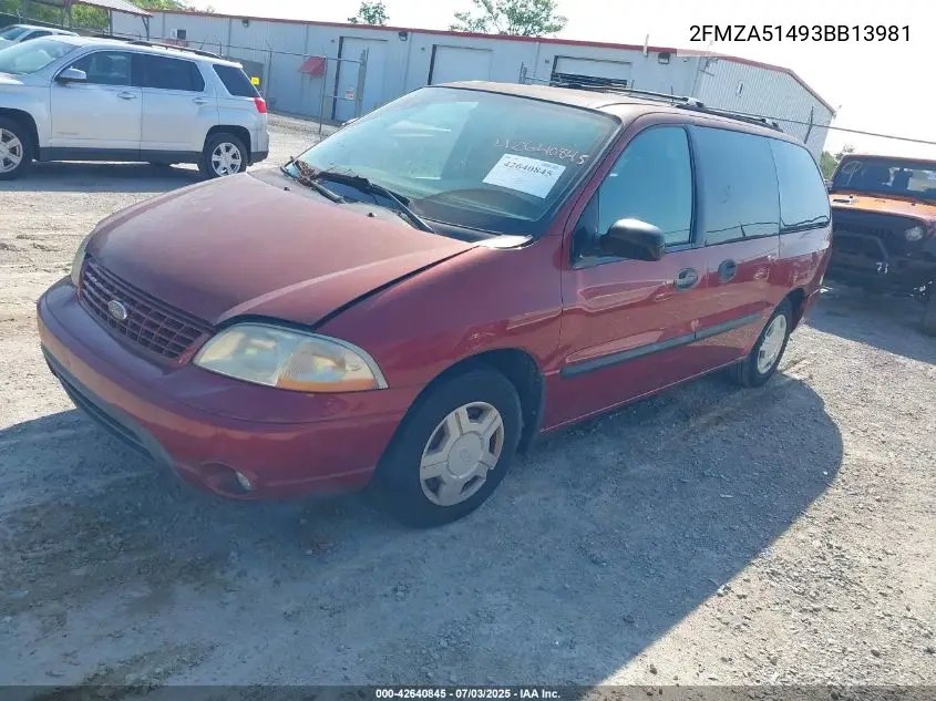 2003 Ford Windstar Lx VIN: 2FMZA51493BB13981 Lot: 42640845