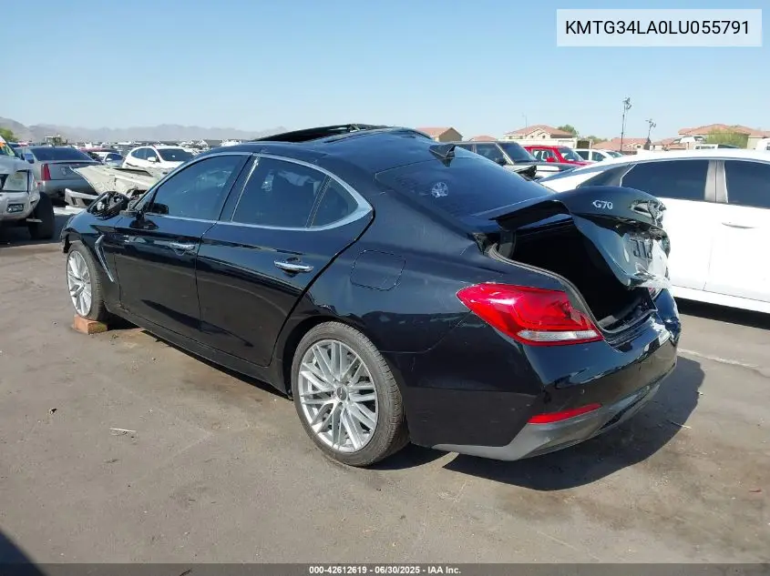 2020 Genesis G70 Elite VIN: KMTG34LA0LU055791 Lot: 42612619