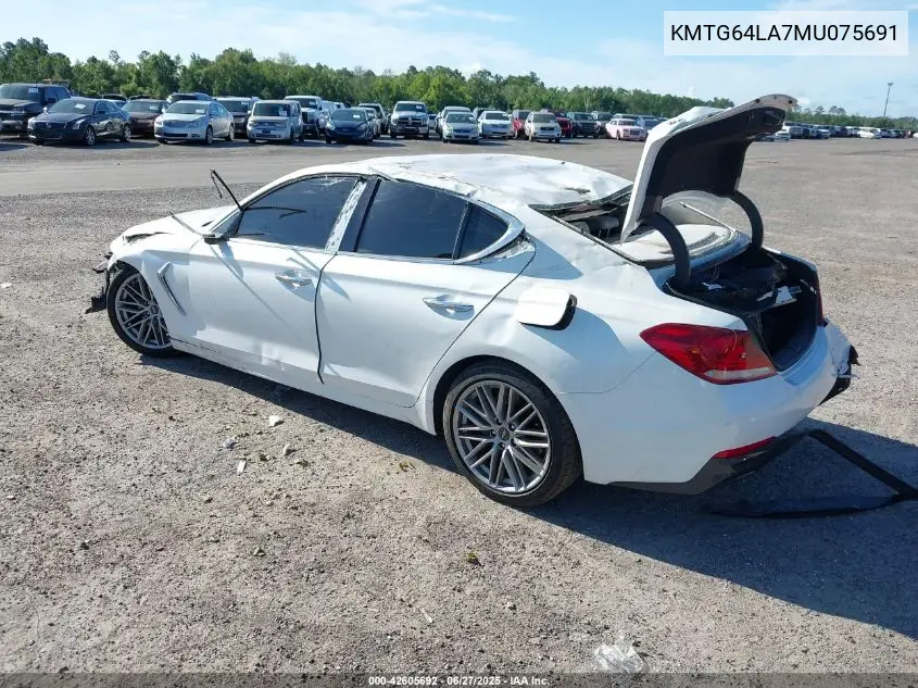2021 Genesis G70 2.0T Rwd VIN: KMTG64LA7MU075691 Lot: 42605692