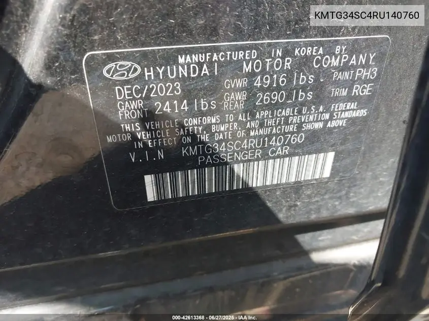 2024 Genesis G70 2.5T Awd VIN: KMTG34SC4RU140760 Lot: 42613368