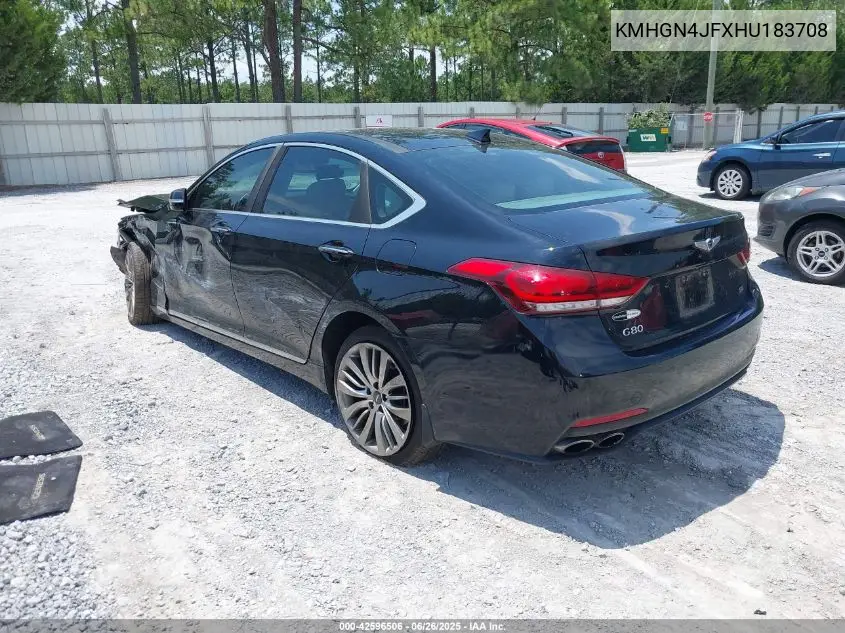 2017 Genesis G80 5.0 Ultimate VIN: KMHGN4JFXHU183708 Lot: 42596506