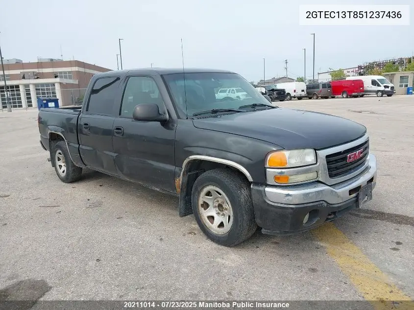 2005 GMC Sierra 1500 Sle Crew Cab VIN: 2GTEC13T851237436 Lot: 20211014