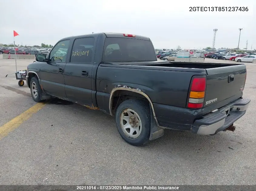 2005 GMC Sierra 1500 Sle Crew Cab VIN: 2GTEC13T851237436 Lot: 20211014
