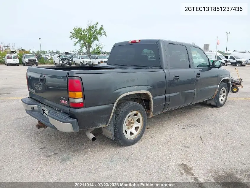 2005 GMC Sierra 1500 Sle Crew Cab VIN: 2GTEC13T851237436 Lot: 20211014