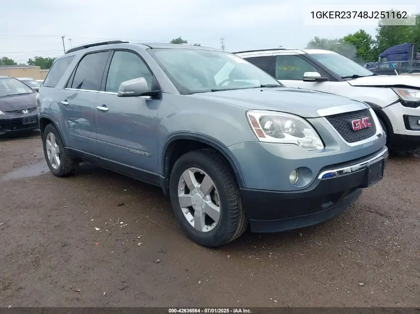 2008 GMC Acadia Slt-1 VIN: 1GKER23748J251162 Lot: 42636564