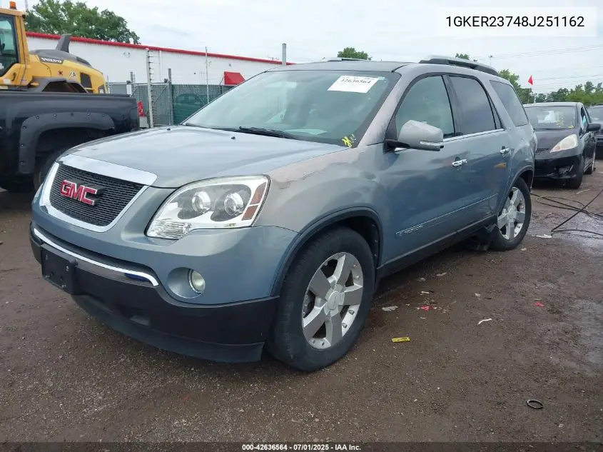 2008 GMC Acadia Slt-1 VIN: 1GKER23748J251162 Lot: 42636564