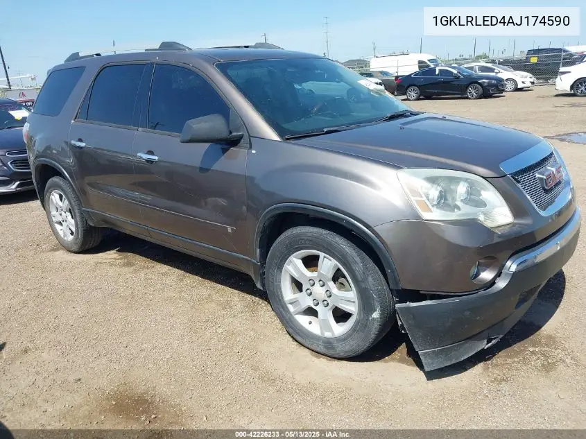 2010 GMC Acadia Sle VIN: 1GKLRLED4AJ174590 Lot: 42226233