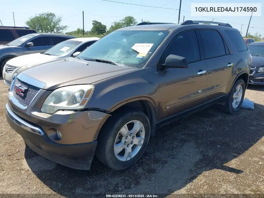 2010 GMC Acadia Sle VIN: 1GKLRLED4AJ174590 Lot: 42226233