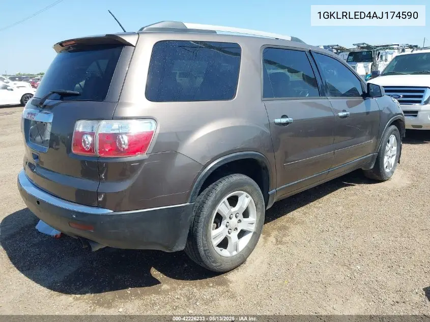2010 GMC Acadia Sle VIN: 1GKLRLED4AJ174590 Lot: 42226233