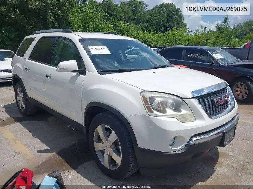 2010 GMC Acadia Slt-1 VIN: 1GKLVMED0AJ269875 Lot: 42646378