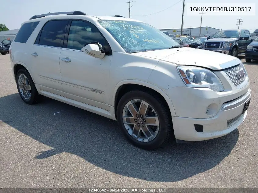 2011 GMC Acadia Denali VIN: 1GKKVTED6BJ310517 Lot: 12346642