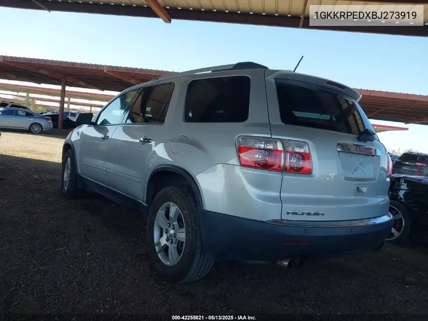 2011 GMC Acadia Sle VIN: 1GKKRPEDXBJ273919 Lot: 42255821