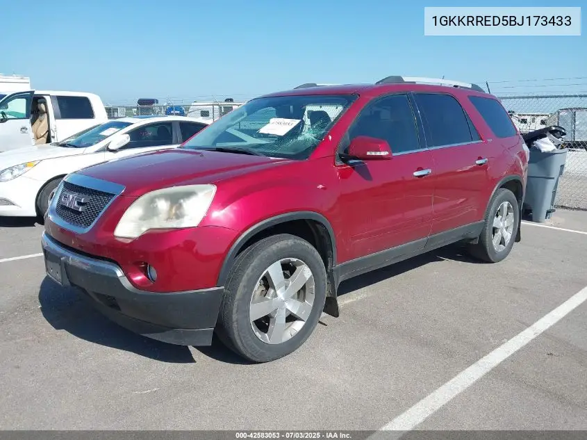 2011 GMC Acadia Slt-1 VIN: 1GKKRRED5BJ173433 Lot: 42583053