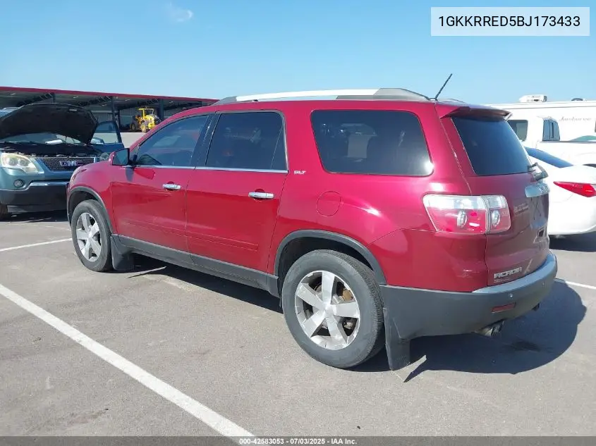 2011 GMC Acadia Slt-1 VIN: 1GKKRRED5BJ173433 Lot: 42583053