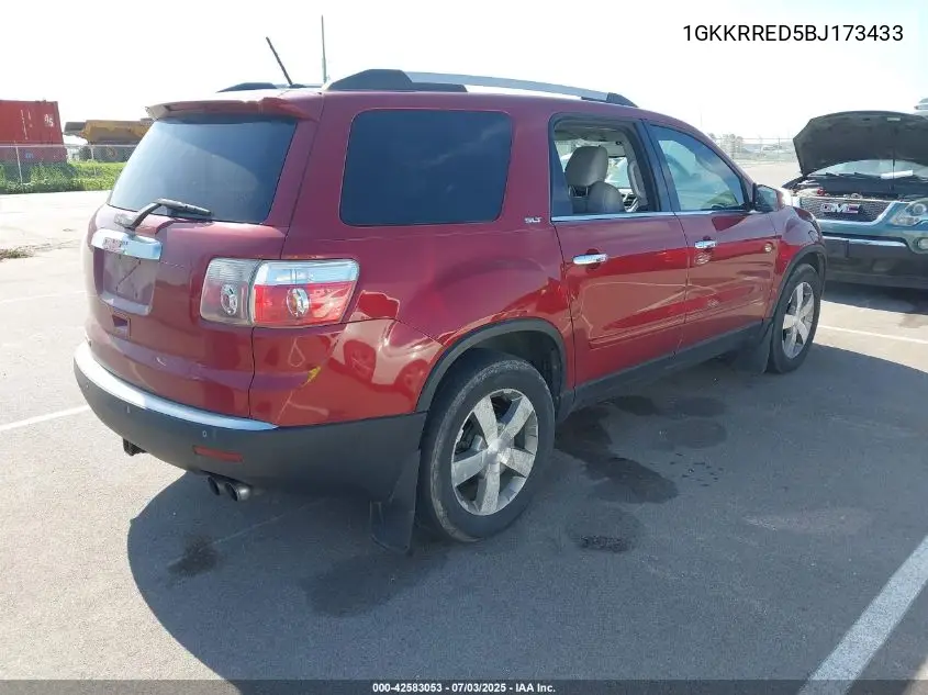 2011 GMC Acadia Slt-1 VIN: 1GKKRRED5BJ173433 Lot: 42583053