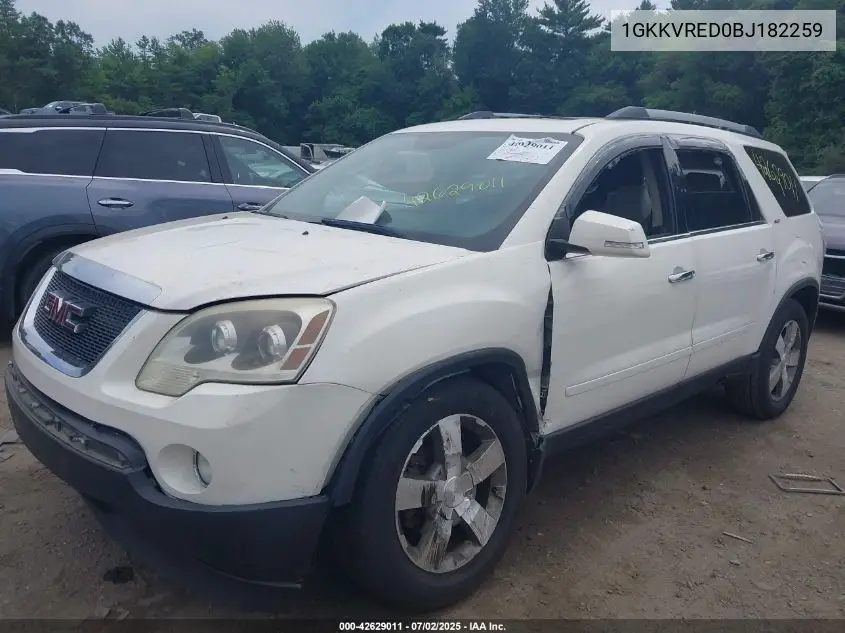 2011 GMC Acadia Slt-1 VIN: 1GKKVRED0BJ182259 Lot: 42629011