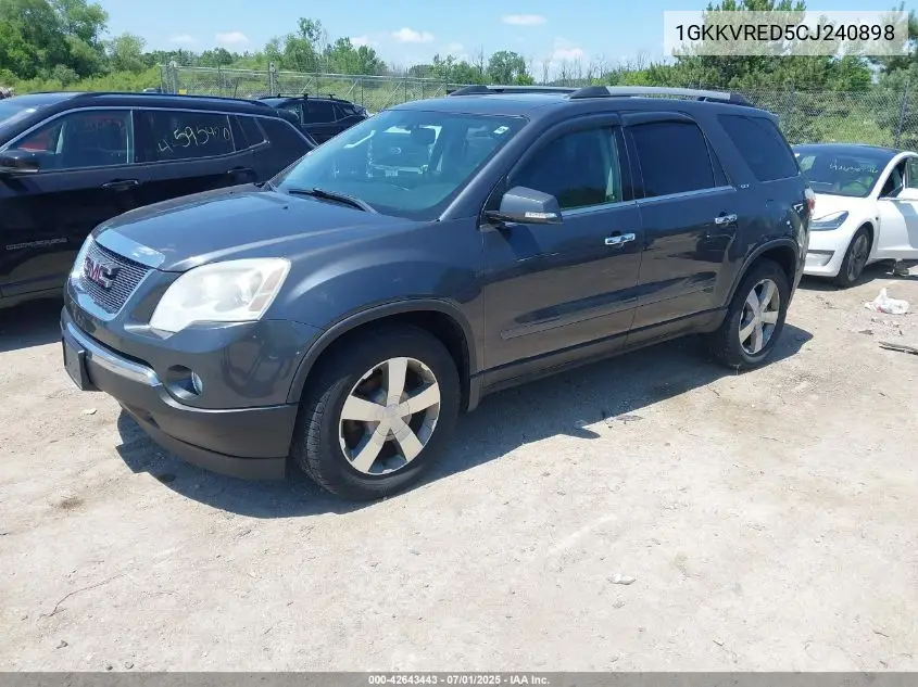 2012 GMC Acadia Slt-1 VIN: 1GKKVRED5CJ240898 Lot: 42643443