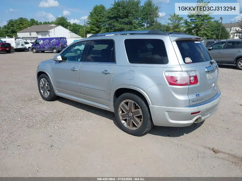 2012 GMC Acadia Denali VIN: 1GKKVTED3CJ313294 Lot: 42810642