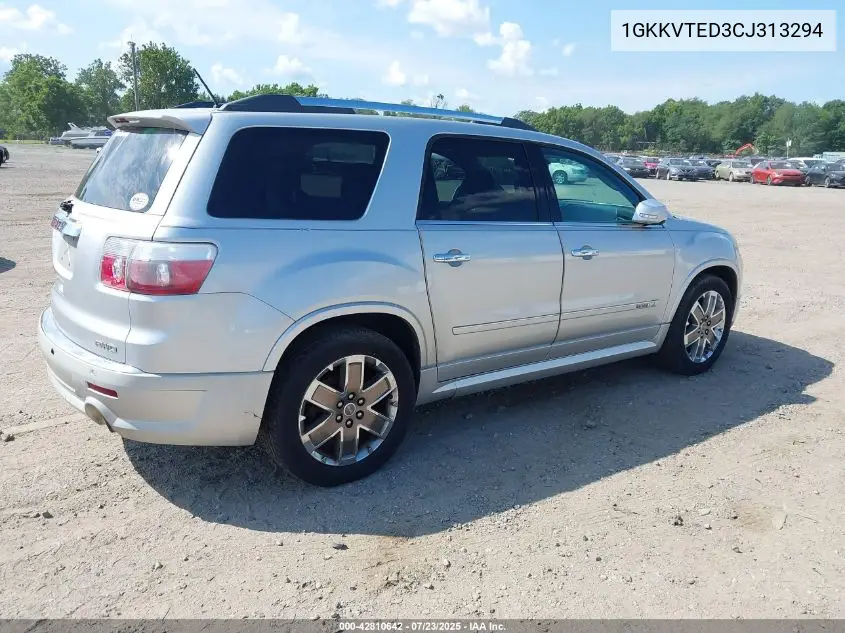 2012 GMC Acadia Denali VIN: 1GKKVTED3CJ313294 Lot: 42810642