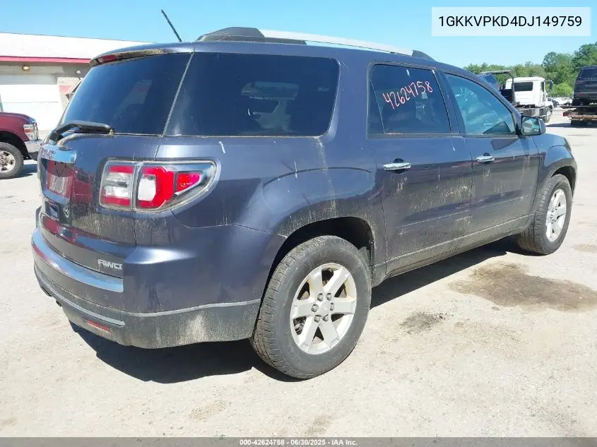 2013 GMC Acadia Sle-2 VIN: 1GKKVPKD4DJ149759 Lot: 42624758