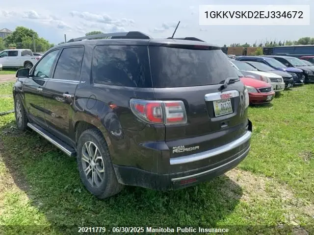 2014 GMC Acadia Slt VIN: 1GKKVSKD2EJ334672 Lot: 20211779