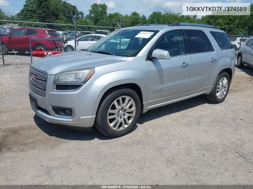 2015 GMC Acadia Denali VIN: 1GKKVTKD7FJ374589 Lot: 42660315