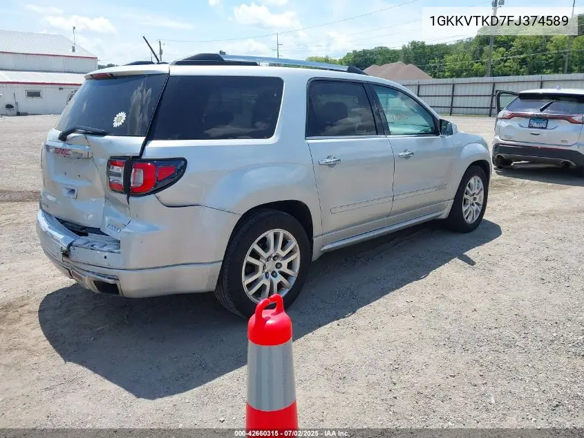 2015 GMC Acadia Denali VIN: 1GKKVTKD7FJ374589 Lot: 42660315