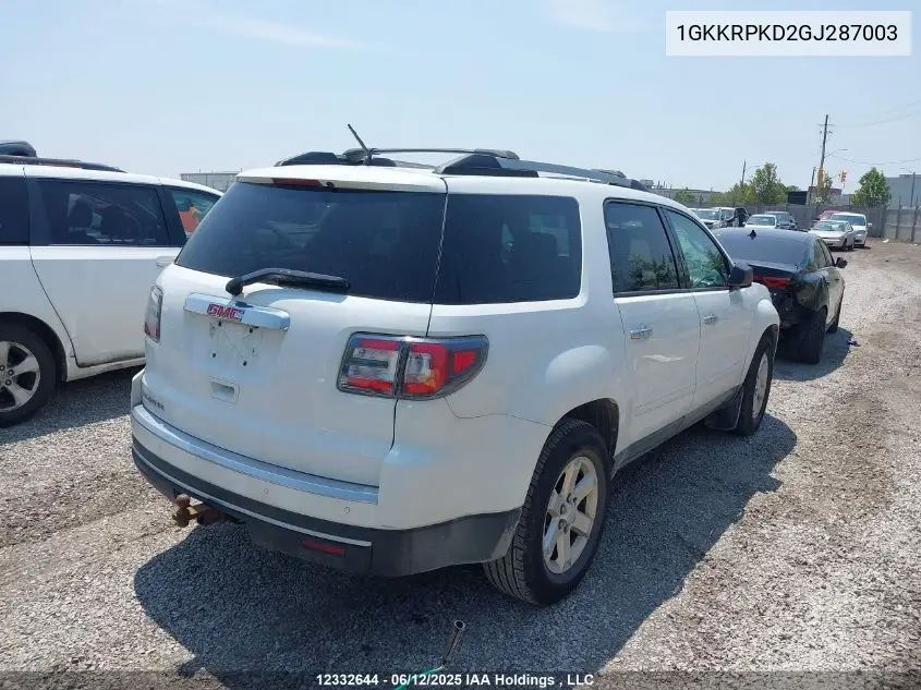 2016 GMC Acadia VIN: 1GKKRPKD2GJ287003 Lot: 12332644