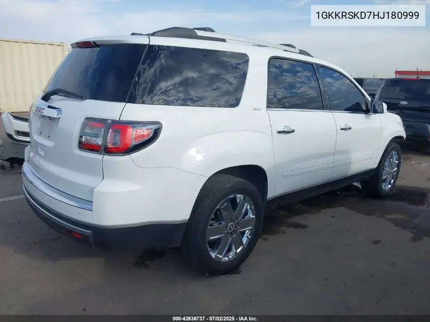 2017 GMC Acadia Limited Slt-2 VIN: 1GKKRSKD7HJ180999 Lot: 42636737