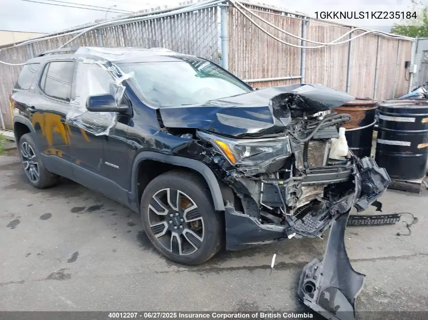 2019 GMC Acadia Slt-1 VIN: 1GKKNULS1KZ235184 Lot: 40012207